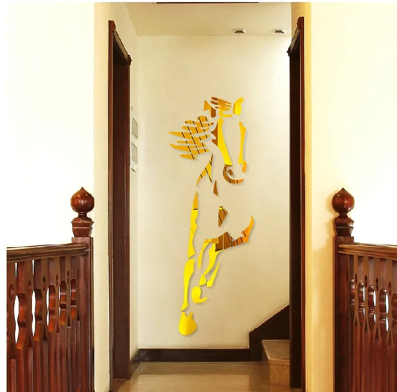 Креативные лошади гостиной акриловая 3d настенная наклейка для ресторана фон