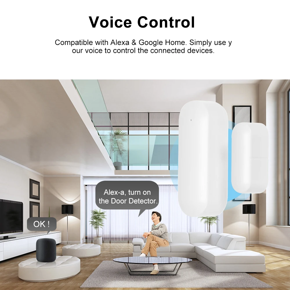 

Wireless Door Window Sensor WiFi Smart Door Intrusion Detector Security Alarm For Amazon alexa Google assistant IFTTT or Rokid