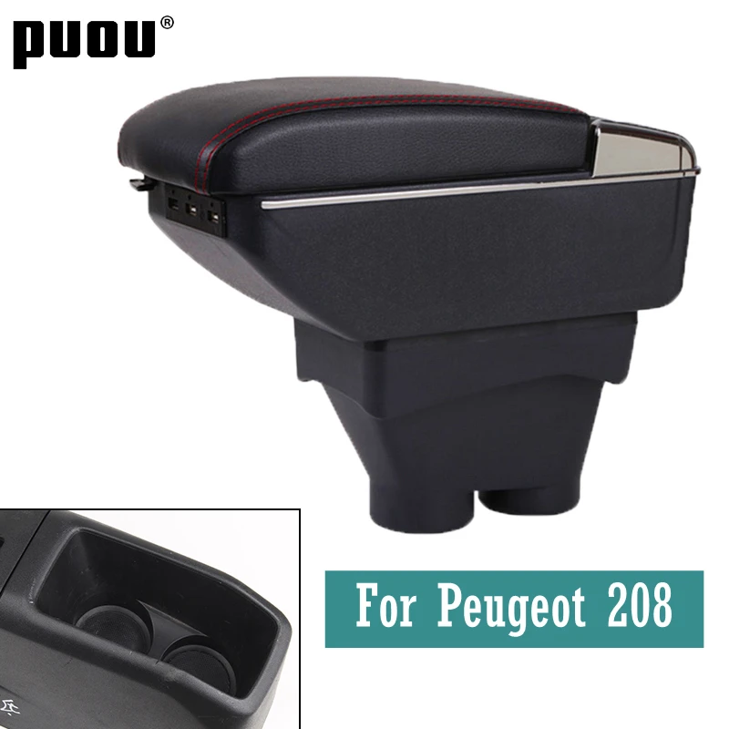 Для Peugeot 208 подлокотник коробка 2012 2018 двухслойный повышение USB зарядка