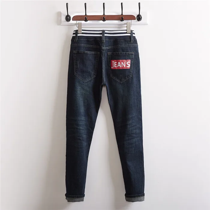 Men's Jeans Black Blue Medium Stretch Denim Men Pocket Print Size 30 32 34 36 38 40 42 44 46 48 Pants Trousers 092 | Мужская одежда