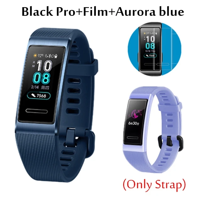 Blue add blue Huawei Band 3 Pro Band 3 умный браслет band 3 pulseira трекер для плавания Водонепроницаемый Bluetooth фитнес-трекер сенсорный экран - Цвет: Blue add blue