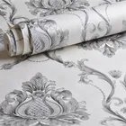 Роскошная белая Дамасская настенная бумага с тиснением, фон для спальни, гостиной, украшение для дома, рулон бумаги для стен