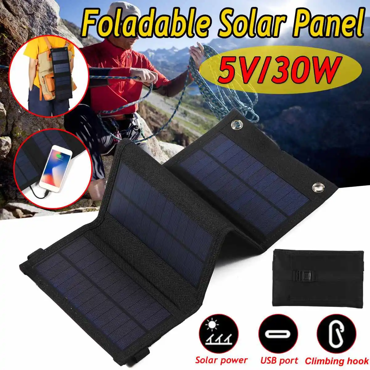 USB Порты и разъёмы 30 Вт складной Панели солнечные Зарядное устройство в состоянии