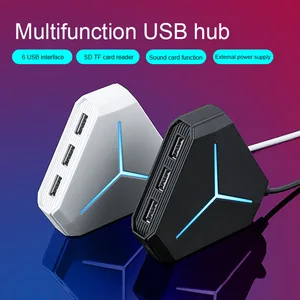 Разветвитель USB 3,0, 6 портов, USB устройство для чтения карт SD TF, с микрофоном