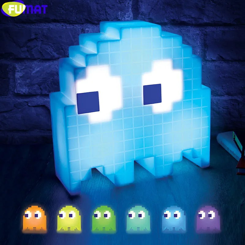 FUMAT мультфильм USB Pac-man игровой тематический цветной ночной Светильник СВЕТОДИОДНЫЙ призрак светильник s спальня детская комната праздник украшение дома ночной Светильник s