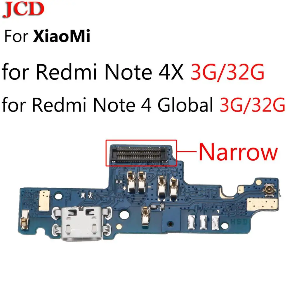 JCD 2 шт. USB разъем зарядного устройства Разъем Порт док-станция гибкий кабель для Xiaomi для Redmi 2 2A 3S 4A 4X 5A Note4X Global 4 Note 3 Pro 5A - Color: ForRedmiNote4XNarrow