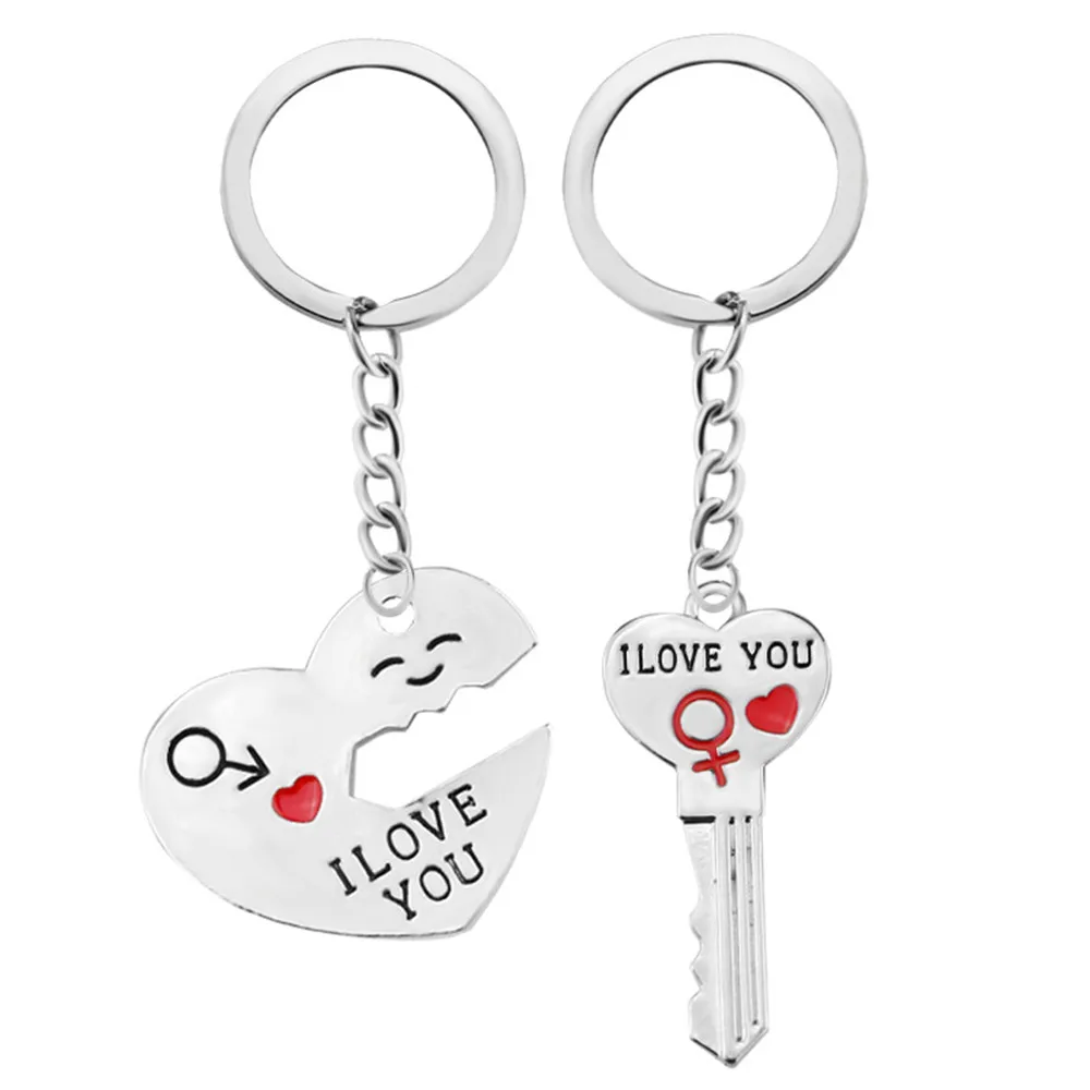 

Romantic Couple Keychain Keyring Keyfob Valentine's Day Lover Gift Heart Key Set Chain Ring Metal Trendy Unisex Llaveros #BL5