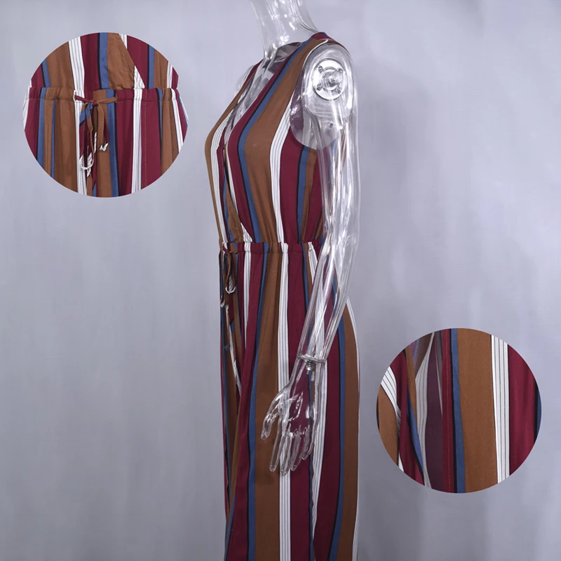 

Wide Leg Rompers Womens Jumpsuit Casual Striped One Piece Outfit Women Clothing Summer Long Suit 2020 Fashion Red Women Elegance