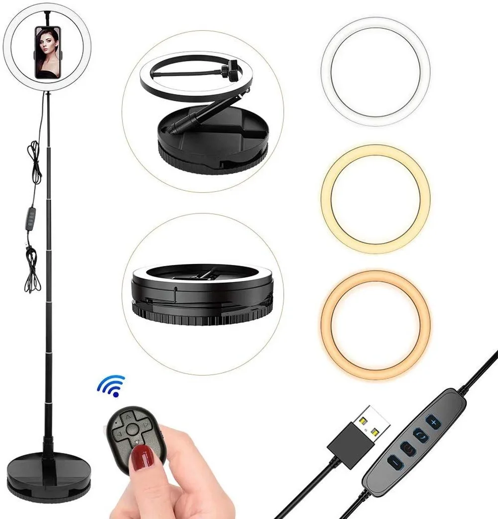 Приглушаемый кольцевой светильник светодиодный 10 дюймов со штативом держатель