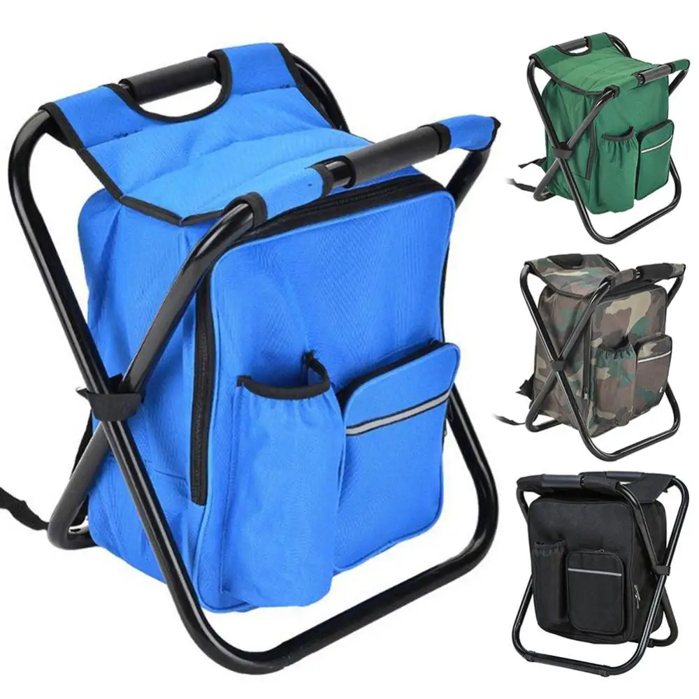 folding camping fishing chair stool portable backpack cooler hiking picnic bag free global shipping