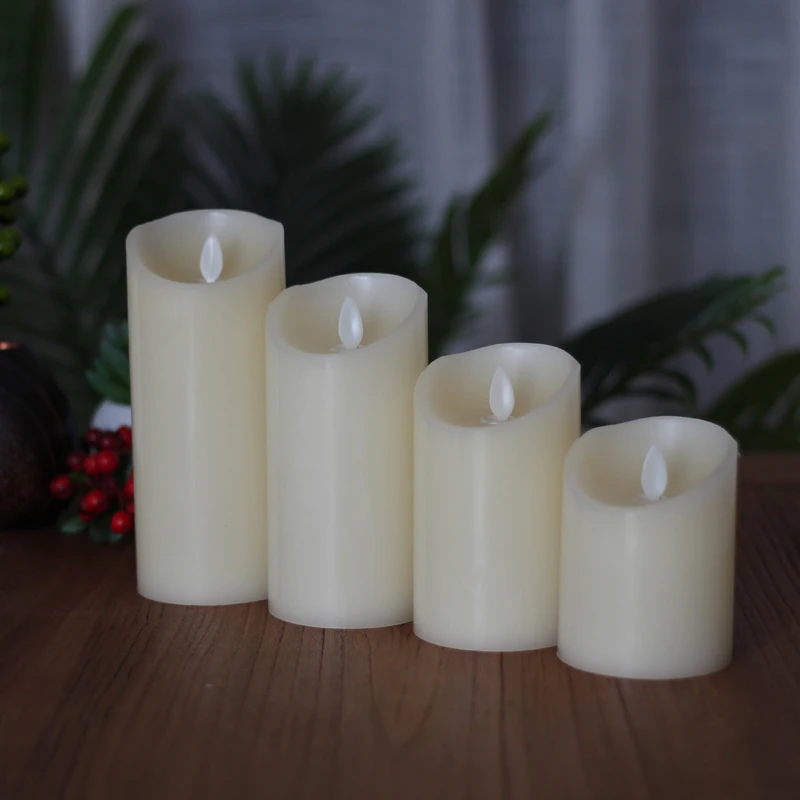 Беспламенного светодиодный Свеча светильник настоящий парафин Столбы с
