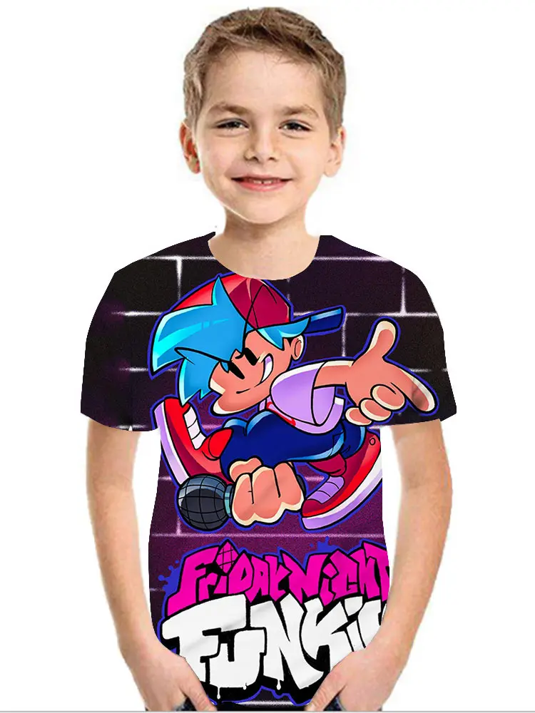 Funkin 3D Футболка с О образным вырезом для маленьких мальчиков и девочек футболка
