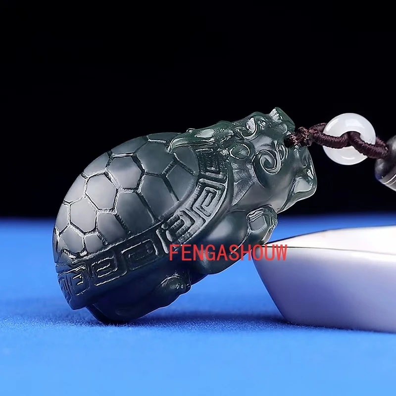 Очаровательная подвеска из натурального нефрита голубой маленький дракон