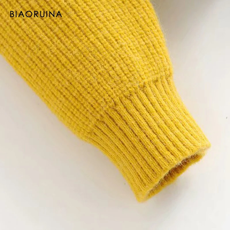 BIAORUINA 3 цвета Женский однотонный Повседневный вязаный свитер женский модный