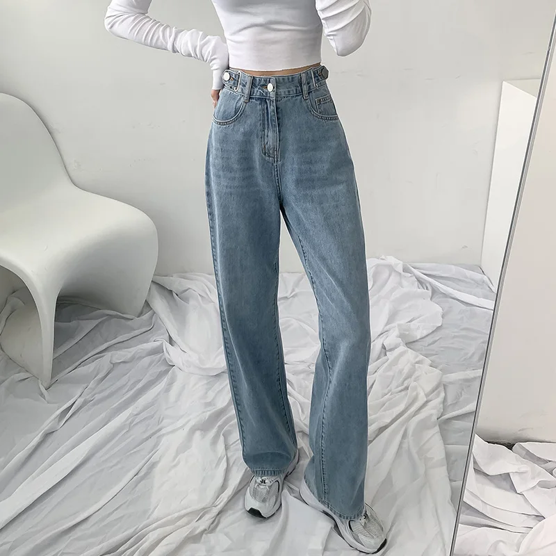 

Autumn Winter Straight Jeans Woman High Waist Plus Size Loose Casual Denim Pants Boyfriend Jeans For Women