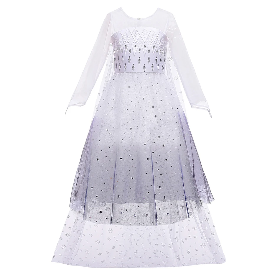 

Girls White Elsa Dress Kids Halloween Princess Costume Children Snow Queen 2 Birthday Christmas Carnival Party Fancy Disguise