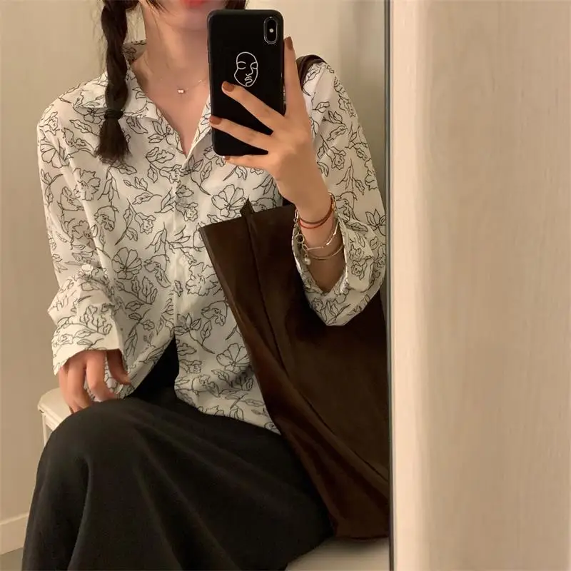 

Женские рубашки Ulzzang, японский Kawaii, Женская винтажная Свободная Повседневная рубашка с цветочным принтом, Женская милая одежда в Корейском стиле Харадзюку для женщин