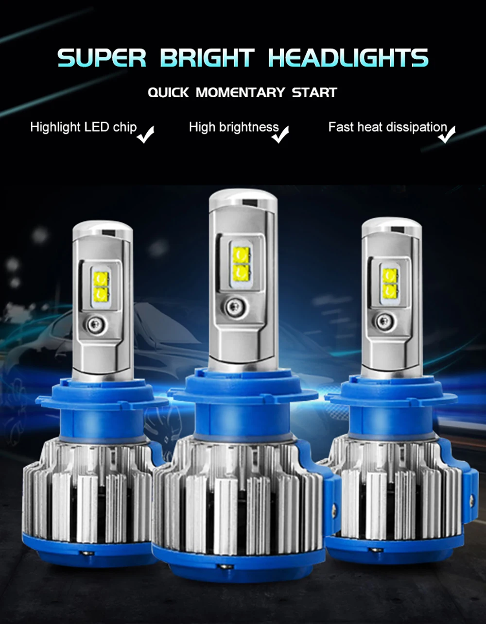 Супер яркие светодиодные фары, H7 H4 зэс чипы Turbo с can-bus H1 H3 H8 H11 9005 9006 9012 880(подол короче спереди и длиннее сзади) фары дальнего и ближнего света лампы комплект 12v 6000k