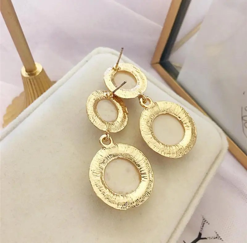New Fashion Round Geometric Earrings Retro Style Simple Unique And Versatile Women Drop Jewelry | Украшения и аксессуары