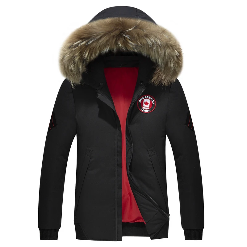 Winter down jacket men faux fur collar New outdoor warm down jacket men's fashion brand high quality
