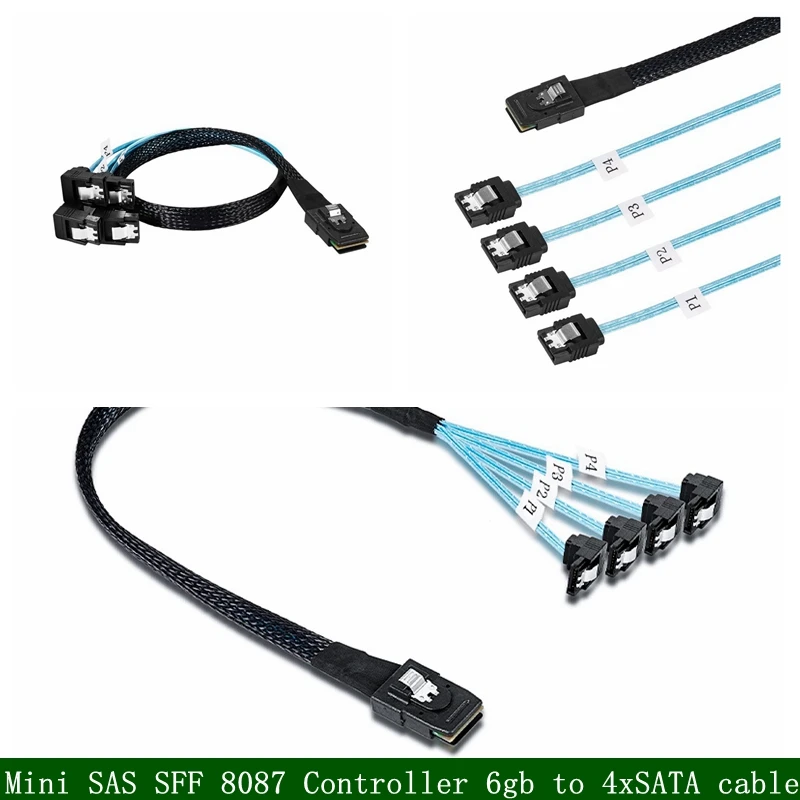 

Преобразователь адаптера MiniSAS/SATA, мини контроллер SAS SFF 8087 от 6 ГБ до 4xSATA, прерывающийся кабель/стандартный разъем на 4 SATA