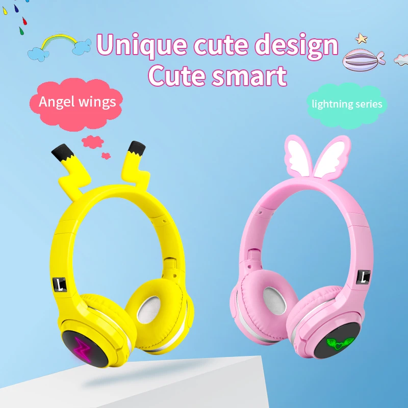 Детские Bluetooth-наушники Pikachu беспроводные наушники с шейным ободом мультяшная