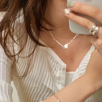 fmily minimalist 925 sterling silver sex heart stitching necklace retro fashion wild exquisite clavicle chainfor girlfriend gift