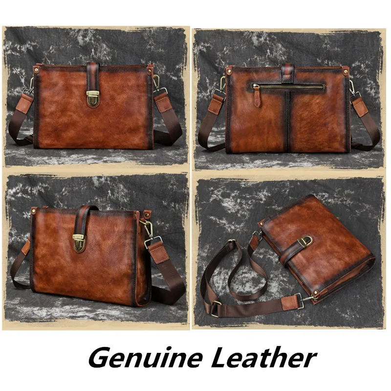 

Korean Fashion Leather Men Messenger Bags Vintage Shoulder Sling Beg