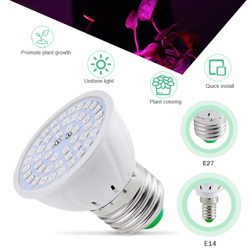 

Phyto Led B22 Hydroponic Growth Light E27 Led Grow Bulb MR16 Full Spectrum 80leds 220V UV Lamp Plant E14 Flower Seedling GU10