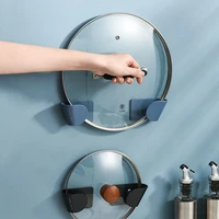 strong self adhesive porte couvercle casserole adjustable wall mounted pot lid holder plastic pan cover holder kitchen stand