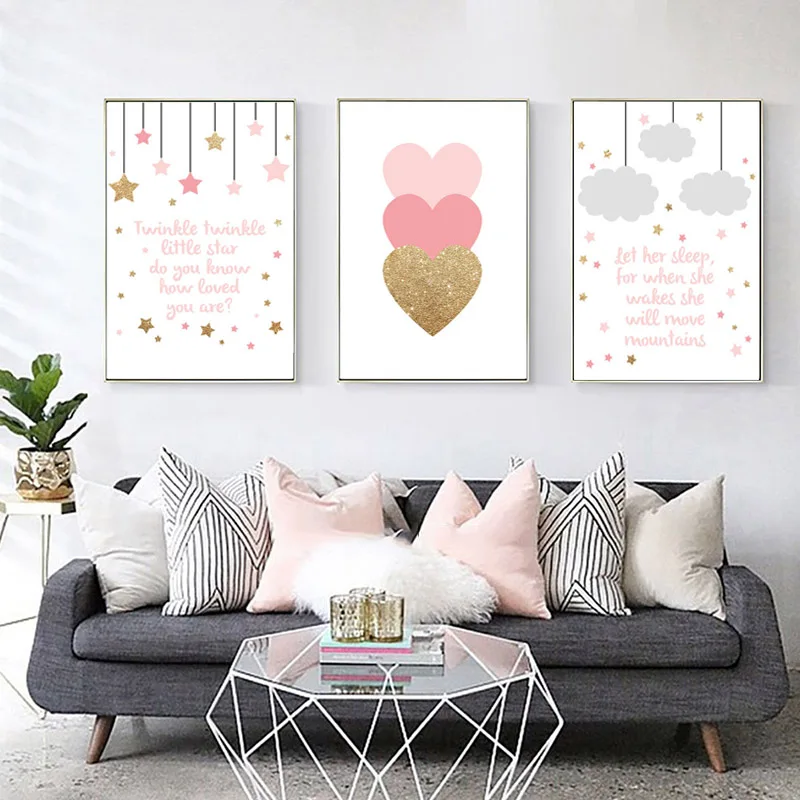 Настенный постер в скандинавском стиле с изображением кролика розового сердца |