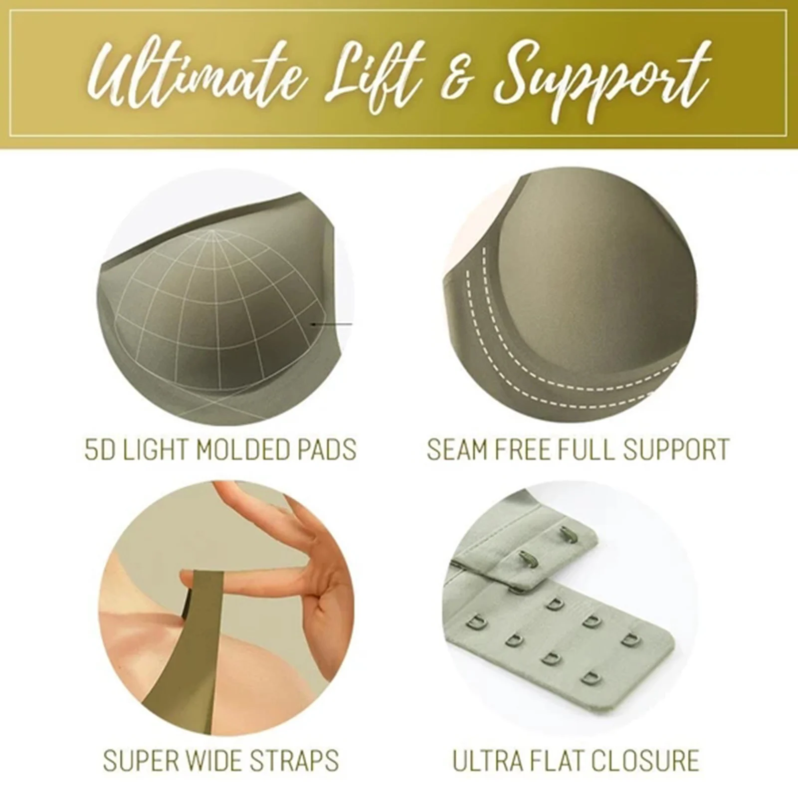 

2020 Seamless 5D Wirefree Memory Bra Push up Padded Deep V Bra Underwear for Women N66