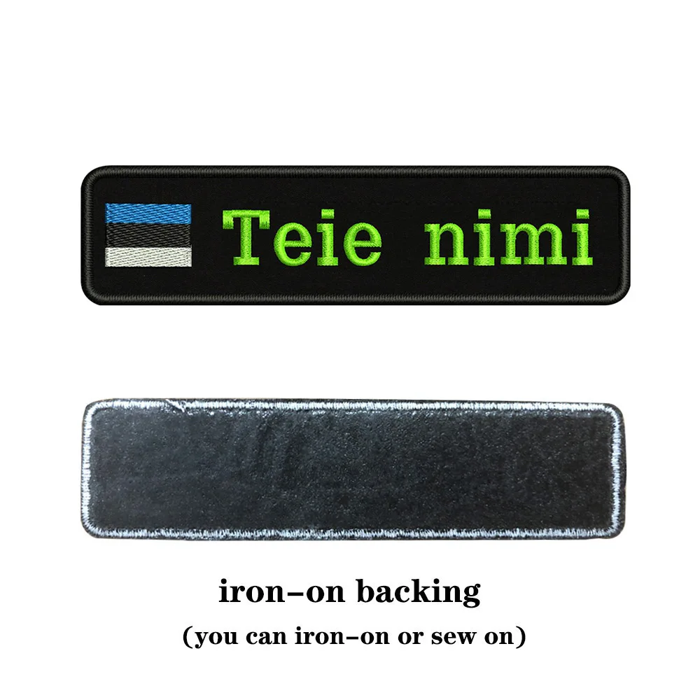 light green-iron on Вышивка на заказ, флаг, название или заплатка с текстом 10 см* 2,5 см, значок с железом или липучкой для одежды, штанов, рюкзаков, шапок - Цвет: light green-iron on