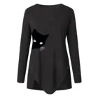 Топы для женщин 2020 модная футболка с рисунком кошки с принтом свободные топы с длинными рукавами, Повседневная рубашка на пуговицах размера плюс блузка Femme женские свитера