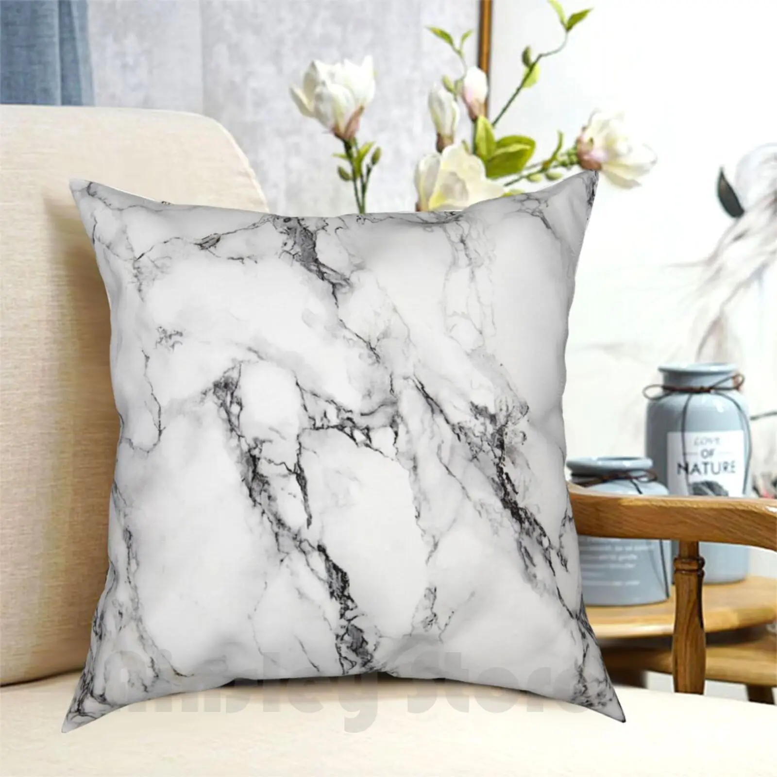 

Marble Pillow Case Printed Home Soft Throw Pillow Marble Black White Background Pattern Phone Case Trendy Trendy Popular