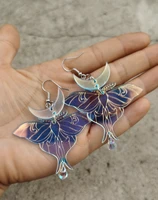 luna moth iridescent statement earrings laser cut acrylic
