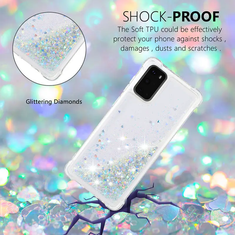 

For Samsung S20 Case Soft Silicon Shockproof Phone Case For Samsung Galaxy S20 S11E Glitter Liquid Quicksand Protection Cover