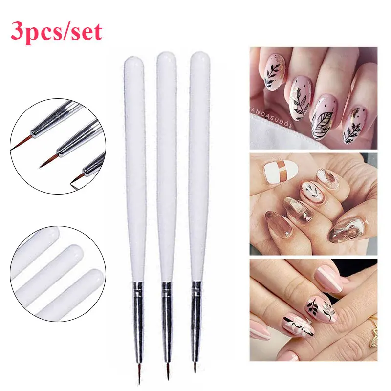 

3pcs/Set Nail Art Line Painting Pen Slim Acrylic UV Gel Brushes Nail supplies Line Grid Drawing Nail Painting Pen Manicure Tools