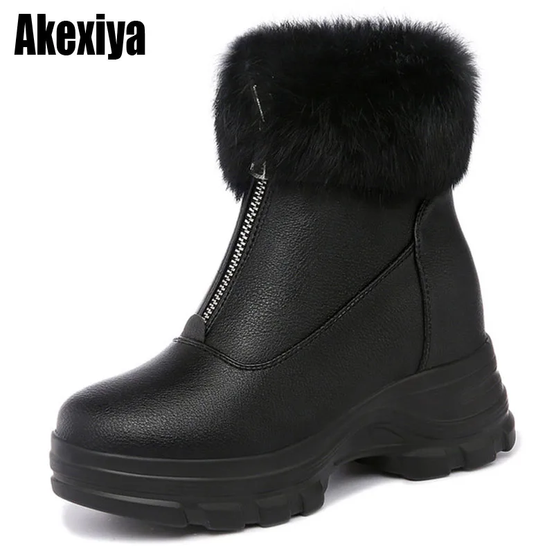 

Женские ботинки, теплые зимние кроссовки, ботинки, меховые ботильоны, кожаная женская зимняя обувь, черные BC2819