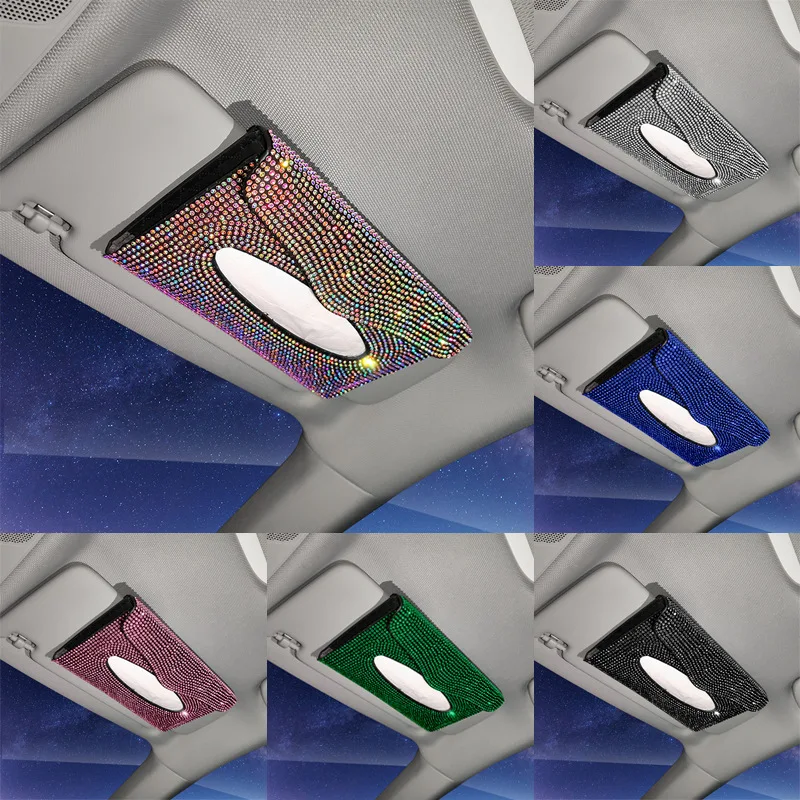 Стразы коробка для салфеток автомобильный солнцезащитный козырек прозрачный