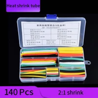 140pcs heat shrinkable tube kit shrinking assorted polyolefin insulation sleeving 21 wire cable sleeve kit diy wire repair