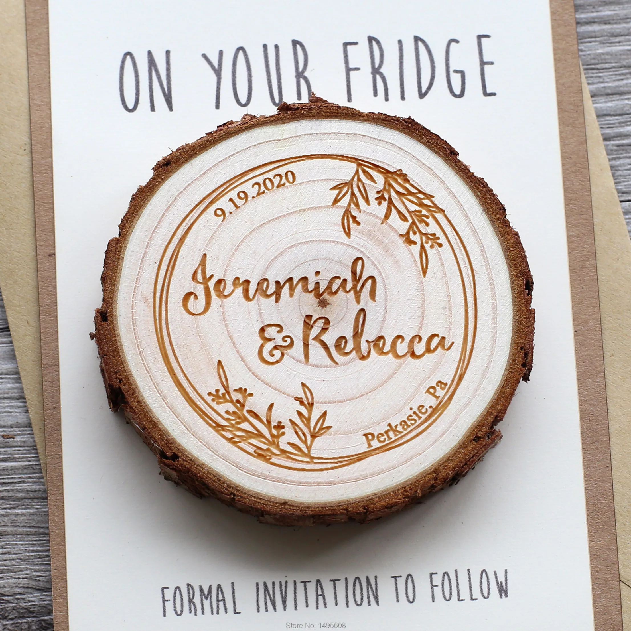 Personalized Wood Slice Save the Date Magnet - Wedding Favors, Invitations, Decor, Accessories, Gifts for Guests image 2