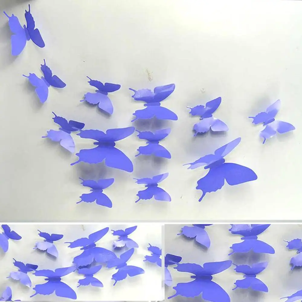 12 шт./компл. ПВХ 3D бабочка настенный стикер модный дизайн Съемный Настенный для
