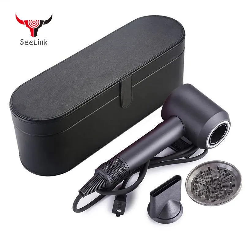 

leafless blow hair dryer Anion strong wind smooth fast drying salon portable household no leaf barber hairdryer travel case