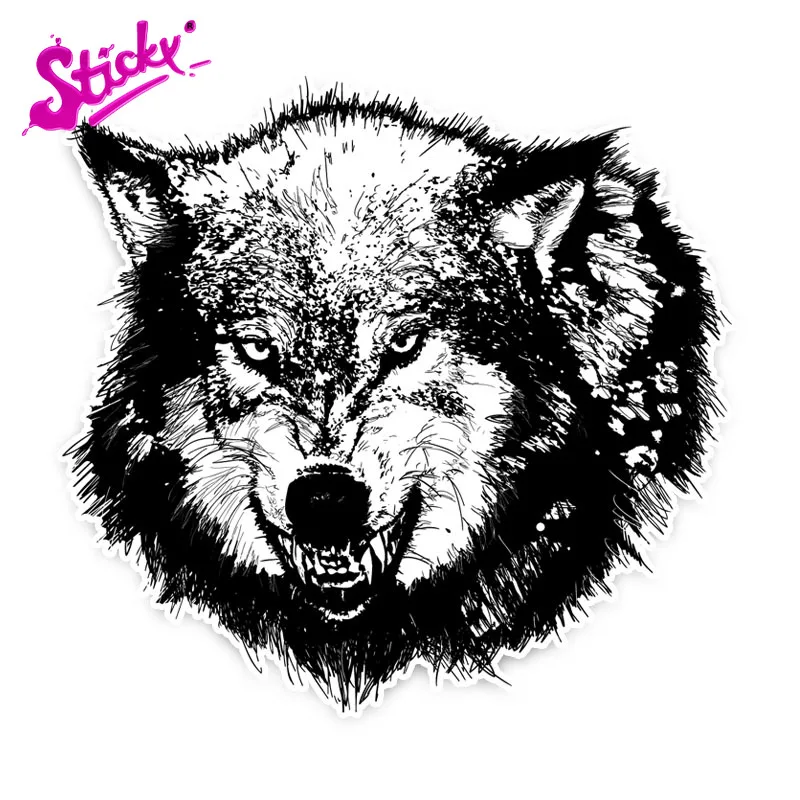 

STICKY Hungry Wolf Bray Personality Car Window Sticker Decal Motorcycle Off-road Laptop Trunk Guitar Vinyl Sticker