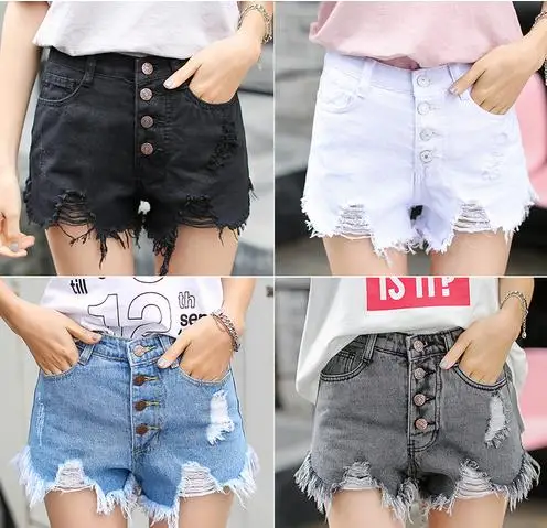 Летние джинсовые шорты с высокой талией для женщин Harajuku Свободные женские