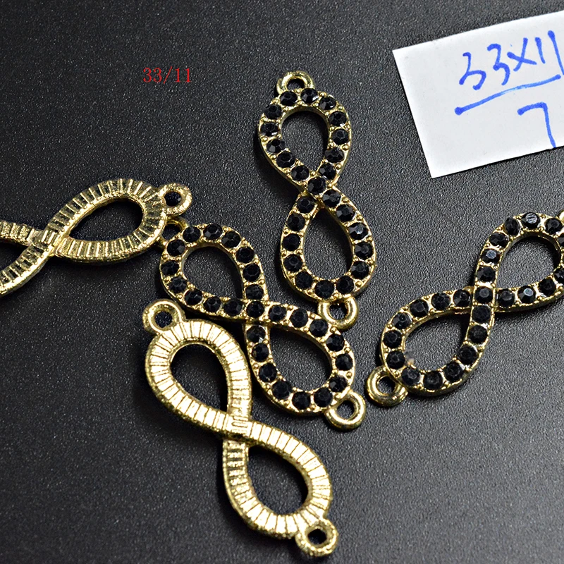Fltmrh3 шт 33*11 мм Позолоченные коннекторы с кристаллами Love Infinity для ювелирных