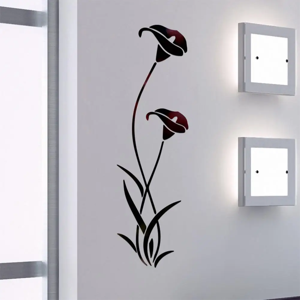 1 шт. зеркальные 3D наклейки на стену Calla Lily настенные украшения для гостиной DIY
