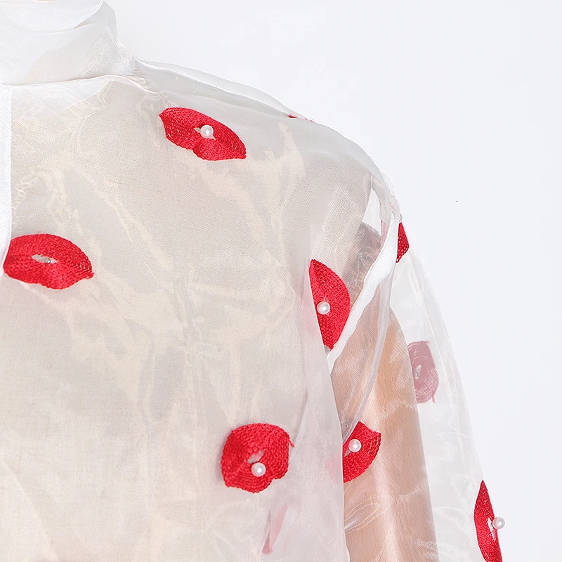 TWOTWINSTYLE женские блузки на шнуровке хит цветной принт воротник-бабочка фонарь