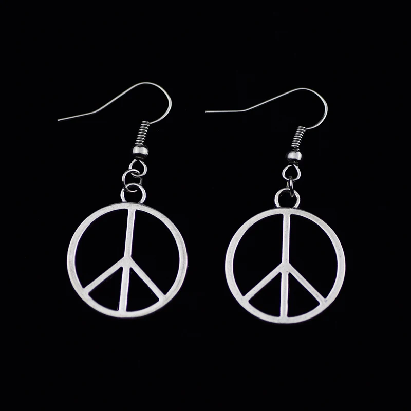 

Antique Silver Color Peace Charm Drop Earring Simple Peace Sign Pendant Dangle Earrings for Womens Jewelry